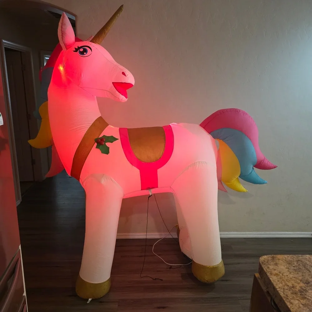 Home Accents Holiday 7ft Color Changing LED Unicorn Airblown Inflatable Tested
